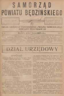 Samorząd Powiatu Będzińskiego : organ urzędowy Powiatowego Związku Komunalnego Powiatu Będzińskiego. R.1, 1924, nr 8