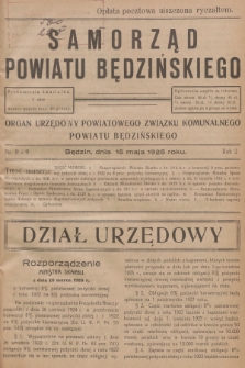 Samorząd Powiatu Będzińskiego : organ urzędowy Powiatowego Związku Komunalnego Powiatu Będzińskiego. R.2, 1925, nr 8-9