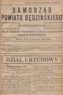 Samorząd Powiatu Będzińskiego : organ urzędowy Powiatowego Związku Komunalnego Powiatu Będzińskiego. R.2, 1925, nr 10-11