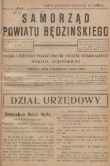 Samorząd Powiatu Będzińskiego : organ urzędowy Powiatowego Związku Komunalnego Powiatu Będzińskiego. R.2, 1925, nr 20