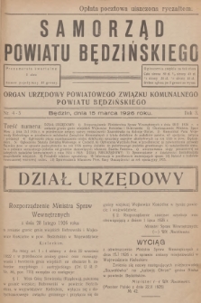 Samorząd Powiatu Będzińskiego : organ urzędowy Powiatowego Związku Komunalnego Powiatu Będzińskiego. R.3, 1926, nr 4-5