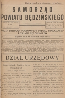 Samorząd Powiatu Będzińskiego : organ urzędowy Powiatowego Związku Komunalnego Powiatu Będzińskiego. R.3, 1926, nr 6-7