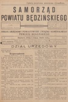 Samorząd Powiatu Będzińskiego : organ urzędowy Powiatowego Związku Komunalnego Powiatu Będzińskiego. R.3, 1926, nr 8