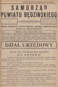 Samorząd Powiatu Będzińskiego : organ urzędowy Powiatowego Związku Komunalnego Powiatu Będzińskiego. R.3, 1926, nr 10