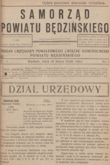 Samorząd Powiatu Będzińskiego : organ urzędowy Powiatowego Związku Komunalnego Powiatu Będzińskiego. R.3, 1926, nr 11