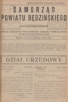 Samorząd Powiatu Będzińskiego : organ urzędowy Powiatowego Związku Komunalnego Powiatu Będzińskiego. R.3, 1926, nr 13