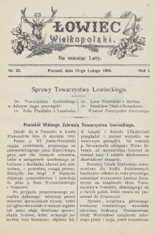 Łowiec Wielkopolski. R.1, 1907/1908, nr 22