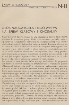 Śpiew w Szkole. R.2, 1934/1935, No. 8