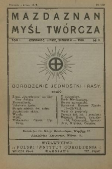Myśl Twórcza : mazdaznan : dwumiesięcznik poświęcony odrodzeniu jednostki i rasy. R.2, 1930, No 3