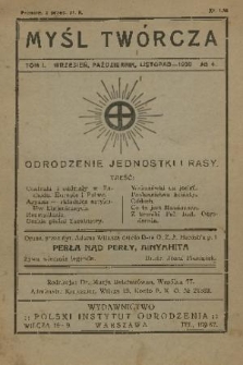 Myśl Twórcza : mazdaznan : dwumiesięcznik poświęcony odrodzeniu jednostki i rasy. R.2, 1930, No 4