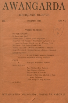 Awangarda : miesięcznik młodych. R.7, 1928, nr 1