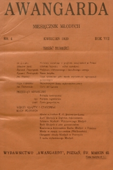 Awangarda : miesięcznik młodych. R.8, 1929, nr 4