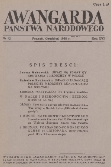 Awangarda Państwa Narodowego. R.16, 1938, nr 12