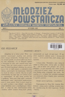 Młodzież Powstańcza : miesięcznik Oddziałów Młodzieży Powstańczej. R.1, 1937, nr 1