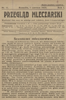 Przegląd Mleczarski. R.1, 1924, nr 11