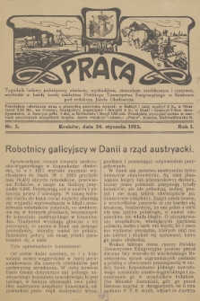 Praca : tygodnik ludowy poświęcony oświacie, wychodźtwu, stosunkom zarobkowym i rozrywce. R.1, 1912, nr 3