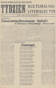 Tydzień Kulturalno-Literacki : bezpłatny dodatek do nr... „Głosu Narodu”. 1936, nr 2