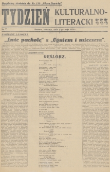 Tydzień Kulturalno-Literacki : bezpłatny dodatek do nr... „Głosu Narodu”. 1936, nr 7