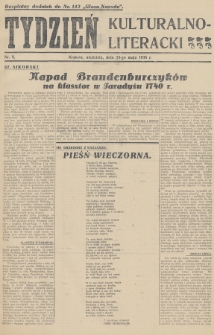 Tydzień Kulturalno-Literacki : bezpłatny dodatek do nr... „Głosu Narodu”. 1936, nr 8