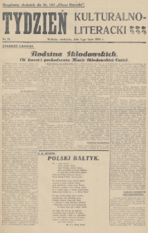 Tydzień Kulturalno-Literacki : bezpłatny dodatek do nr... „Głosu Narodu”. 1936, nr 14
