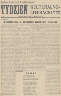 Tydzień Kulturalno-Literacki : bezpłatny dodatek do nr... „Głosu Narodu”. 1936, nr 26