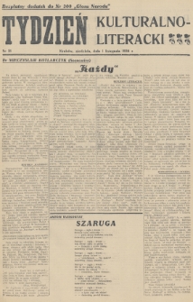 Tydzień Kulturalno-Literacki : bezpłatny dodatek do nr... „Głosu Narodu”. 1936, nr 31