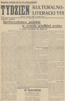 Tydzień Kulturalno-Literacki : bezpłatny dodatek do nr... „Głosu Narodu”. 1936, nr 37