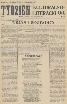 Tydzień Kulturalno-Literacki : bezpłatny dodatek do nr... „Głosu Narodu”. 1937, nr 2
