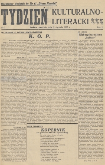 Tydzień Kulturalno-Literacki : bezpłatny dodatek do nr... „Głosu Narodu”. 1937, nr 3