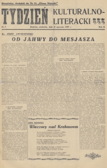 Tydzień Kulturalno-Literacki : bezpłatny dodatek do nr... „Głosu Narodu”. 1937, nr 5