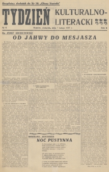 Tydzień Kulturalno-Literacki : bezpłatny dodatek do nr... „Głosu Narodu”. 1937, nr 6