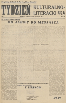 Tydzień Kulturalno-Literacki : bezpłatny dodatek do nr... „Głosu Narodu”. 1937, nr 7