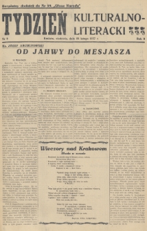 Tydzień Kulturalno-Literacki : bezpłatny dodatek do nr... „Głosu Narodu”. 1937, nr 9