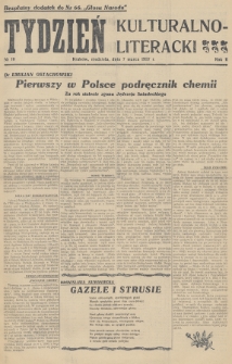 Tydzień Kulturalno-Literacki : bezpłatny dodatek do nr... „Głosu Narodu”. 1937, nr 10