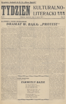 Tydzień Kulturalno-Literacki : bezpłatny dodatek do nr... „Głosu Narodu”. 1937, nr 11