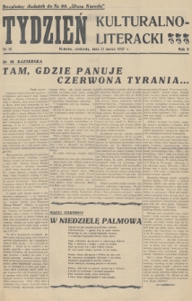 Tydzień Kulturalno-Literacki : bezpłatny dodatek do nr... „Głosu Narodu”. 1937, nr 12