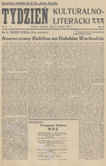 Tydzień Kulturalno-Literacki : bezpłatny dodatek do nr... „Głosu Narodu”. 1937, nr 15