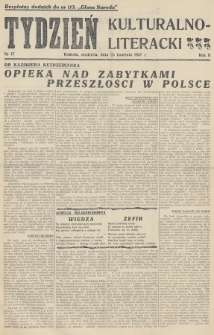 Tydzień Kulturalno-Literacki : bezpłatny dodatek do nr... „Głosu Narodu”. 1937, nr 17
