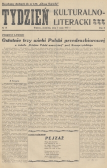 Tydzień Kulturalno-Literacki : bezpłatny dodatek do nr... „Głosu Narodu”. 1937, nr 18