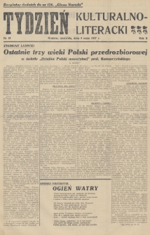 Tydzień Kulturalno-Literacki : bezpłatny dodatek do nr... „Głosu Narodu”. 1937, nr 19