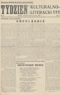 Tydzień Kulturalno-Literacki : bezpłatny dodatek do nr... „Głosu Narodu”. 1937, nr 24