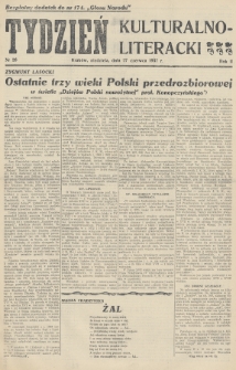 Tydzień Kulturalno-Literacki : bezpłatny dodatek do nr... „Głosu Narodu”. 1937, nr 26