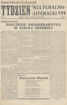 Tydzień Kulturalno-Literacki : bezpłatny dodatek do nr... „Głosu Narodu”. 1937, nr 34