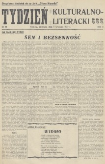 Tydzień Kulturalno-Literacki : bezpłatny dodatek do nr... „Głosu Narodu”. 1937, nr 36
