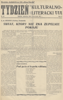 Tydzień Kulturalno-Literacki : bezpłatny dodatek do nr... „Głosu Narodu”. 1937, nr 38