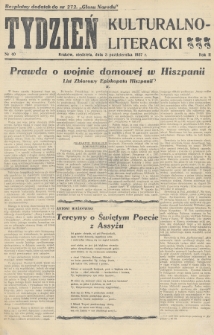 Tydzień Kulturalno-Literacki : bezpłatny dodatek do nr... „Głosu Narodu”. 1937, nr 40