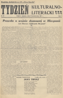 Tydzień Kulturalno-Literacki : bezpłatny dodatek do nr... „Głosu Narodu”. 1937, nr 41