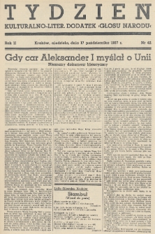 Tydzień : kulturalno-liter. dodatek „Głosu Narodu”. 1937, nr 42