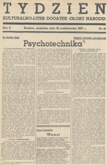 Tydzień : kulturalno-liter. dodatek „Głosu Narodu”. 1937, nr 43