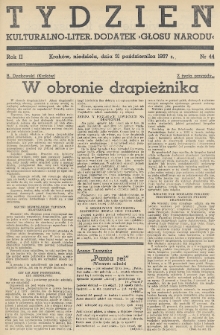 Tydzień : kulturalno-liter. dodatek „Głosu Narodu”. 1937, nr 44